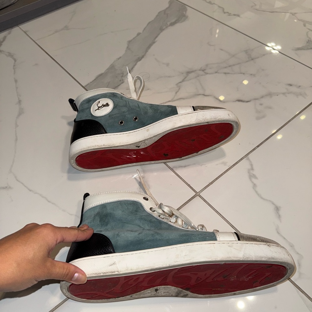 Christian Louboutin Black and White High-Top Sneakers